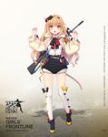  :o ankle_boots assault_rifle black_bow black_footwear black_shorts blush boots bow brown_background buttons cat_hair_ornament cat_tail character_name copyright_name fang full_body girls_frontline gradient gradient_background gun hair_ornament hair_ribbon headband highres hood hood_down lace_trim legs_apart light_brown_hair long_hair long_sleeves looking_at_viewer official_art open_mouth orange_eyes philomelalilium pouch red_bow ribbon rifle shirt shorts sidelocks standing sweater t65_(girls_frontline) tail thighhighs v-shaped_eyebrows w_arms wavy_hair weapon weapon_on_back white_legwear white_shirt yellow_bow 