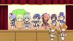  6+boys adjusting_eyewear angel angel_wings animal_ears blonde_hair blue_hair blush cat_ears cat_tail catboy chibi closed_eyes commentary_request demon_boy demon_girl demon_horns demon_tail demon_wings dog_ears dog_tail dogboy elf erik_burton full_body garrison_cap glasses green_eyes hair_between_eyes halo hat horns kyo_suzukaze ledo_vassar light_blue_hair low_wings luke_venus masshiro_world microphone mikakunin_de_shinkoukei monica_grace multiple_boys multiple_girls open_mouth parody pointy_ears pop-up_story purple_eyes revia_serge selim_spark short_hair silver_hair smile st._feles_gakuen_uniform tail tree_costume ursula_raiment wings yuuri_lessen ziz_glover 