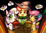  ! &lt;3 2017 apple_bloom_(mlp) candy chocolate_bar cookie costume cutie_mark cutie_mark_crusaders_(mlp) door equine feathered_wings feathers food friendship_is_magic green_eyes hair halloween hat holidays horn horse light lollipop magic mammal multicolored_hair my_little_pony open_mouth orange_eyes pegasus pony purple_eyes purple_hair red_hair renokim scootaloo_(mlp) speech_bubble sweetie_belle_(mlp) text trick_or_treat unicorn wings witch_hat 