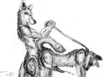  anal anal_penetration canine cbrn_hyena cum cum_while_penetrated erection knot male male/male mammal nude pencil_(artwork) penetration penis sex traditional_media_(artwork) wolf 
