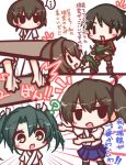  ... /\/\/\ 4girls :d aircraft airplane akagi_(kantai_collection) bangs black_legwear blue_skirt blush_stickers brown_eyes brown_footwear brown_hair brown_shirt brown_shorts comic commentary_request emphasis_lines eyebrows_visible_through_hair green_hair hair_between_eyes hair_ribbon japanese_clothes kaga_(kantai_collection) kantai_collection kimono kneehighs komakoma_(magicaltale) mogami_(kantai_collection) multiple_girls one_side_up open_mouth pleated_skirt profile ribbon shirt short_kimono short_sleeves shorts skirt smile spoken_ellipsis translation_request twintails v-shaped_eyebrows vehicle_request white_kimono white_ribbon zuikaku_(kantai_collection) ||_|| 