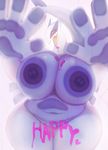  2017 4_fingers anthro areola big_breasts breasts deep_navel english_text erect_nipples female front_view halloween holidays huge_breasts legendary_pok&eacute;mon looking_at_viewer lugia navel nintendo nipples nude on_glass open_mouth pok&eacute;mon pok&eacute;mon_(species) purple_body shirokoma solo text thick_thighs tongue tongue_out video_games voluptuous white_body wide_hips 
