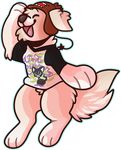  2017 alpha_channel anthro bottomless canine chibi clothed clothing collie dog domo female floppy_ears fur golden_retriever half_clothed happy hat mammal mix open_mouth shlimaz simple_background solo transparent_background 