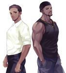  bad_id bad_pixiv_id bandana beard black_eyes black_hair chiron_(moonlight) dark_skin dark_skinned_male dress_shirt dual_persona facial_hair jewelry male_focus matsu_(bandan) moonlight_(movie) multiple_boys muscle mustache necklace older shirt tank_top teenage 