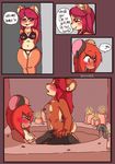  2016 ajdurai anthro bath bathtub blush boxywren breasts cleavage clothed clothing comic dialogue duo english_text female feyd_(ajdurai) keyhole_bra keyhole_panties lingerie male male/female mammal melissa_(charvale) mouse navel nude red_panda rodent sex story_at_source text 
