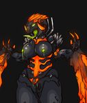  anthro areola bionicle breasts female gk733 green_eyes horn lactating lava_beast lego machine monster nipples not_furry open_mouth robot saliva simple_background standing tongue tongue_out 