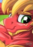  2017 anthro beard big_macintosh_(mlp) blonde_hair body_hair chest_hair equine facial_hair freckles friendship_is_magic green_eyes hair horse looking_at_viewer male mammal my_little_pony mysticalpha pony portrait solo 