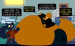  anthro belly big_belly clothing english_text gregg_(nitw) mae_(nitw) nemo night_in_the_woods obese oral_vore overweight smile teeth text vore 