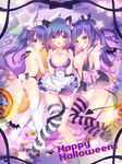  :d animal_ears apron ass asymmetrical_legwear backless_outfit bare_back bare_shoulders bat bat_hair_ornament bat_wings bed_sheet black_bow blue_eyes blue_hair bow breast_squeeze breasts bunny_ears bunny_girl bunny_tail bunnysuit candy candy_wrapper carrot_pillow cat_ears cat_girl cat_tail cleavage commentary_request demon_tail detached_collar eating fang food food_in_mouth frilled_apron frilled_pillow frills fur_collar garter_straps girl_sandwich hair_bow hair_ornament halloween halloween_basket happy_halloween head_wings highres holding ichi_rin jack-o'-lantern large_breasts lollipop long_hair looking_at_viewer looking_back lying maid_headdress mouth_hold multiple_girls on_back on_side on_stomach open_mouth original pillow pillow_hug purple_bow sandwiched single_thighhigh smile star striped striped_legwear swirl_lollipop tail thighhighs twintails waist_apron white_apron white_collar white_legwear wings wrist_cuffs 
