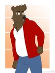  abstract_background anthro bear clothed clothing djcoyoteguy male mammal slightly_chubby solo 