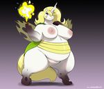  2017 anthro anthrofied areola belly breasts digital_media_(artwork) equine fan_character female friendship_is_magic gillpanda hair horn horse mammal my_little_pony nipples nude open_mouth overweight simple_background solo unicorn wings 