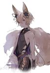  animal_ears backless_outfit erune fox_ears fox_tail granblue_fantasy hair_ornament kou_(granblue_fantasy) long_hair male_focus red_eyes side-tie_legwear smile tail yuuhi_homare 