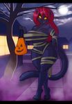  2017 bandage big_breasts breasts costume dracojeff feline female halloween holidays mammal moon mostly_nude outside panther solo thick_thighs voluptuous wide_hips 