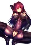  absurdres arm_behind_head arm_up ass_visible_through_thighs bangs bar_censor black_legwear blush bodysuit breasts breasts_apart buttons censored clitoris covered_navel covered_nipples enty_reward fate/grand_order fate_(series) fingernails gae_bolg hair_between_eyes hair_intakes half-closed_eyes heart_cutout highres holding holding_spear holding_weapon huge_filesize impossible_bodysuit impossible_clothes lance large_breasts long_fingernails long_hair looking_at_viewer nipple_cutout nipples paid_reward parted_lips pauldrons polearm pubic_hair puffy_nipples purple_bodysuit purple_eyes purple_hair pussy pussy_cutout red_eyes scathach_(fate)_(all) scathach_(fate/grand_order) shiny shiny_clothes shoulder_pads silly_(marinkomoe) simple_background skin_tight smile solo spear spread_legs spread_pussy squatting thighhighs turtleneck upper_teeth very_long_hair weapon weapon_on_back white_background 
