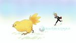  animated animated_gif beak blonde_hair camera chasing chocobo feathers final_fantasy final_fantasy_xv mintfoxmimi open_mouth prompto_argentum running simple_background sleeveless spiked_hair talons vest 