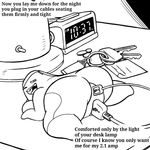  animate_inanimate big_breasts big_butt black_and_white breasts butt clock darkboss english_text female keys lamp looking_back machine monochrome one_eye_closed open_mouth open_smile short_stack slightly_chubby smile text 