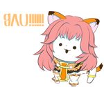  animal_ears cosplay farfalia full_body gao lion_ears lion_tail long_hair no_humans noyoshi_nora open_mouth pink_hair pop-up_story school_uniform solo tail temmie undertale white_background 