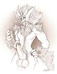  anthro balls beard big_penis canine commission-mission dragon eastern_dragon erection facial_hair hair horn knot looking_at_viewer male mammal monochrome muscular muscular_male nude penis pubes smile solo standing 
