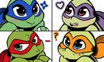  &lt;3 ... 2017 ? anthro bandanna blue_eyes blush bust_portrait clothed clothing donatello_(tmnt) freckles green_eyes group hand_wraps inkyfrog leonardo_(tmnt) looking_at_viewer male mask michelangelo_(tmnt) portrait raphael_(tmnt) red_eyes reptile scalie shell simple_background smile sparkle teenage_mutant_ninja_turtles tooth_gap turtle white_background wraps 
