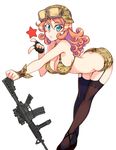  assault_rifle bikini bikini_top camouflage camouflage_bikini gun helmet kusanagi_tonbo m4_carbine rifle solo swimsuit thighhighs weapon 