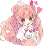  :o bangs blush candy capelet coat commentary_request double_bun eyebrows_visible_through_hair food hat heart holding holding_lollipop lollipop long_hair long_sleeves looking_at_viewer nekotorina open_mouth original pink_eyes pink_hair pom_pom_(clothes) red_coat red_ribbon ribbon simple_background sketch solo sparkle sparkling_eyes swirl_lollipop two-handed white_background white_capelet white_hat wide_sleeves 