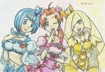  blue_eyes blue_hair brown_eyes brown_hair colored_pencil_(medium) cosplay cure_berry cure_berry_(cosplay) cure_peach cure_peach_(cosplay) cure_pine cure_pine_(cosplay) fresh_precure! graphite_(medium) green_eyes hanako_(pokemon) lusamine_(pokemon) mao_yang_yi mature multiple_girls pokemon pokemon_(anime) pokemon_sm_(anime) precure suiren's_mother_(pokemon) traditional_media 