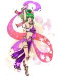  bow dancing fire_emblem fire_emblem:_seisen_no_keifu green_eyes green_hair hair_bow highres leen_(fire_emblem) ponytail sandals silk smile solo tempe 