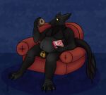  anthro big_claws bulge chair claws coonfur dessert doughnut dunkin&#039;_donuts eating food furniture lock lock_bulge lounge_chair lounging male overweight relaxing sergal solo 
