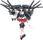 arm_at_side black_hair cannon closed_mouth crossed_legs detached_sleeves full_body fusou_(kantai_collection) hair_ornament hull_shoes japanese_clothes kantai_collection kanzashi kimono legs light_smile long_hair looking_at_viewer miniskirt nontraditional_miko official_art okobo outstretched_hand red_eyes rigging rikka_(rikka331) sandals skirt solo tabi tassel thigh_strap transparent_background turret very_long_hair watson_cross wide_sleeves 