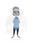 2016 absurd_res anthro barefoot clothed clothing disney full-length_portrait fully_clothed fur grey_body grey_fur head_tuft hi_res itty_bitties judy_hopps lagomorph leporid mammal portrait purple_eyes rabbit simple_background smile solo standing text tuft url watermark white_background zootopia 