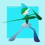  2013 ambiguous_gender eyelashes gallade green_skin humanoid nintendo not_furry pok&eacute;mon pok&eacute;mon_(species) red_eyes solo tinhan video_games white_skin 