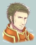  armor artist_name brown_eyes brown_hair character_name fire_emblem fire_emblem:_rekka_no_ken grey_background male_focus oswin_(fire_emblem) portrait simple_background solo taiga_kazame 