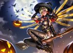  cleavage halloween heels liang_xing mercy_(overwatch) overwatch thighhighs wings witch 