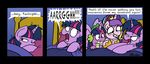  ! 2017 angry bed black_border bobthedalek border comic costume crown dialogue dragon equine friendship_is_magic hair horn lying mammal mask multicolored_hair my_little_pony pillow screaming simple_background spike_(mlp) starlight_glimmer_(mlp) startled text twilight_sparkle_(mlp) unicorn wig winged_unicorn wings 