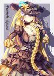  alternate_costume blonde_hair blue_eyes blush braid breasts choker cleavage cross cross_necklace dress fate/apocrypha fate/grand_order fate_(series) flower frilled_dress frills hair_over_shoulder hair_ribbon hat hat_flower hat_ribbon headpiece jeanne_d'arc_(fate) jeanne_d'arc_(fate)_(all) jewelry large_breasts long_braid long_hair looking_at_viewer necklace ribbon single_braid smile solo very_long_hair xi_zhujia_de_rbq 