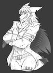  anthro commission-mission eye_patch eyewear looking_at_viewer male monochrome muscular muscular_male scalie smile solo wide_hips 