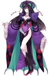  asame21 black_hair black_legwear breasts cleavage covered_navel full_body fur_trim gen_6_pokemon hair_ornament headpiece high_heels highres large_breasts long_hair looking_at_viewer nail_polish noivern personification pokemon red_footwear red_nails smile standing wide_sleeves 