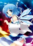  bad_id bad_pixiv_id blue_eyes blue_hair blush cirno cosplay cpu_(hexivision) detached_sleeves gohei hakurei_reimu hakurei_reimu_(cosplay) icicle open_mouth panties round_teeth short_hair solo teeth touhou underwear wings 