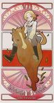  art_nouveau artist_request axis_powers_hetalia blonde_hair card_(medium) flag green_eyes male_focus poland_(hetalia) pony receipt riding solo tarot text_focus the_chariot 