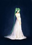  aqua_eyes bride dress green_hair hair_ornament hatsune_miku kange long_hair simple_background solo very_long_hair vocaloid wedding_dress white_dress 