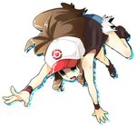  antenna_hair asuke_(rorca) bad_id bad_pixiv_id baseball_cap blue_eyes boots denim denim_shorts exposed_pocket full_body hat lowres pokemon pokemon_(game) pokemon_bw ponytail shorts simple_background solo touko_(pokemon) vest wavy_hair white_background wristband 