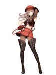  :&lt; absurdres alisa_ilinichina_amiella arm_up armpits bangs bare_shoulders black_legwear blue_eyes boots bracelet breasts brown_legwear cabbie_hat choker crop_top elbow_gloves fingerless_gloves floating_hair frown gloves god_eater god_eater_burst hair_between_eyes hand_on_hip hat high_collar highres itakura_koichi_(artist) jewelry long_hair looking_away looking_down medium_breasts midriff miniskirt navel no_bra official_art pantyhose plaid plaid_skirt pleated_skirt scan scan_artifacts silver_hair simple_background skirt solo standing suspender_skirt suspenders thigh_boots thighhighs underboob uniform vest white_background wind 