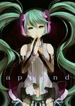  aqua_eyes aqua_hair bad_id bad_pixiv_id belt bridal_gauntlets elbow_gloves fingerless_gloves gloves hatsune_miku hatsune_miku_(append) highres long_hair necktie sasasasa solo twintails very_long_hair vocaloid vocaloid_append 