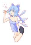  bad_id bad_pixiv_id bare_shoulders bike_shorts blue_eyes blue_hair bow cirno food hair_bow heripu popsicle short_hair solo strap_slip touhou wings 