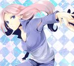  arakawa_under_the_bridge ayase_(hyoukyou) blue_eyes empty_eyes foreshortening hands jacket long_hair nino_(arakawa) outstretched_arm outstretched_hand perspective pink_hair reaching shorts solo track_jacket venus_to_jesus 