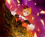  beatrice blonde_hair blue_eyes bow breasts choker dress dutch_angle fang flower hair_flower hair_ornament kiseru large_breasts pink_bow pipe solo tanada umineko_no_naku_koro_ni 