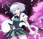  cherry_blossoms hitodama konpaku_youmu konpaku_youmu_(ghost) skirt solo tokiame touhou 