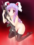  animal_ears assault_rifle breasts bunny_ears bunny_tail grenade_launcher gun long_hair m203 nipples nude purple_hair red_eyes reisen_udongein_inaba rifle saki_chisuzu shoes sig_550 sig_sauer small_breasts solo tail thighhighs touhou underbarrel_grenade_launcher weapon 