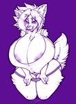  anthro areola big_breasts breasts canine clothing commission-mission female huge_breasts hyper hyper_breasts licking licking_lips looking_at_viewer makeup mammal monochrome nipple_bulge pussy slightly_chubby solo standing thick_thighs tight_clothing tongue tongue_out voluptuous 