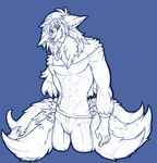  anthro canine clothed clothing commission-mission fur hair male mammal monochrome muscular muscular_male smile solo 